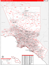 Los Angeles-Orange County, CA Zip Code Wall Map